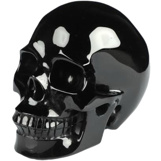 Calavera de cristal de obsidiana negra