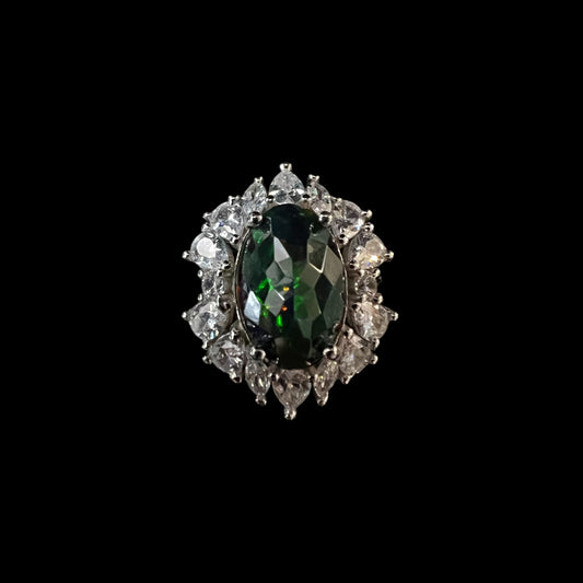 Black Opal Crystal Ring