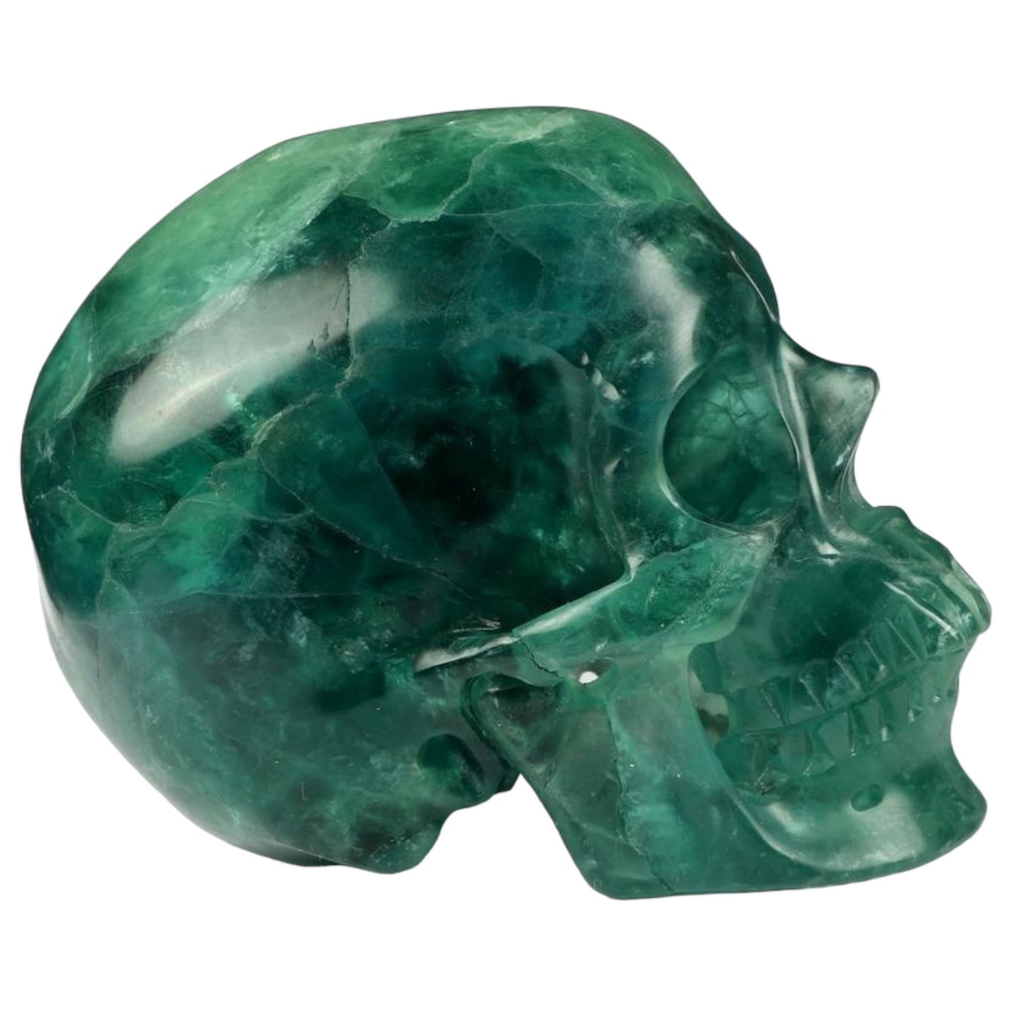 Calavera de Cristal de Fluorita Verde