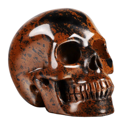 Calavera de cristal de obsidiana caoba roja