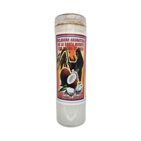 Santa Muerte De Coco (Para Peticiones) Veladora | Saint Holy Death Coco (For Petitions) Candle