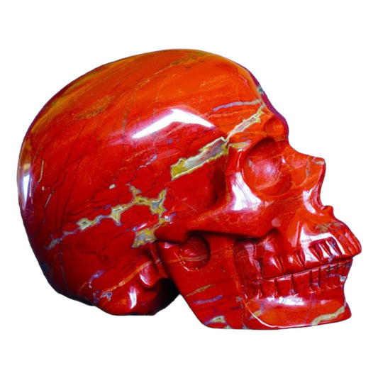 Calavera de cristal de jaspe rojo